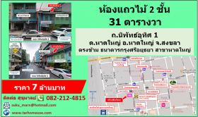 ห้องแถวไม้ หาดใหญ่ สงขลา 31 ตรว ถ.นิพัทธ์อุทิศ 1 ตรงข้ามธนาคารกรุงศรี สาขาหาดใหญ่ ห่างจากตลาดกิมหยง 350 ม ห่างจากสถานีรถไฟหาดใหญ่ 270 ม