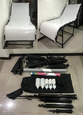ชุดโต๊ะถ่ายภาพสินค้า 80x200 cm +อุปกรณ์เซตไฟ มือสอง สภาพใหม่มาก