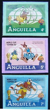 แสตมป์ประเทศAnguilla : world cup 82 ลิขสิทธิ์disney3ดวง