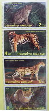 แสตมป์ ชุด เสือปลา เสือโคร่ง เสือดาว เสือกระต่าย