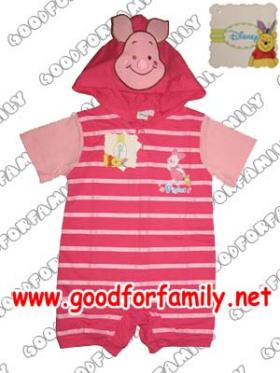 ชุดหมี พิกเลต bodysuit Piglet Disney ดิสนีย์ มีฮู้ด hood สีชมพู บอดี้สูท แขนสั้น ชุดแฟนซี fancy  แต่งแฟนซี เสื้อการ์ตูน เสื้อผ้าเด็ก รหัส fcycar029
