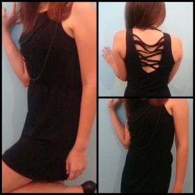 เดรสสีดำผ้ายืดเอวจั๊มพ์ 