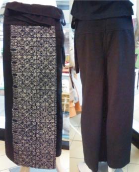 E5-BL กระเปง กางเกงสปาแบบยาว สปายูนิฟอร์ม Spa Pants Thai Pants Krapeng 100% Cotton