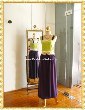 Strappy Green Maxi Dress DR1283 แม๊กซี่เดรสสีเขียวตองอ่อน