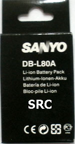 ขายแบตเตอรี่กล้อง ยี่ห้อ Sanyo รหัส DB-L80 ความจุ 700mAh (Battery Camera)