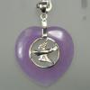 จี้หยกแท้สีลาเวนเดอร์ ตัวเรือนเงินแท้ รูปนก 925 STERLING SILVER PENDENT WITH NATURAL JADE