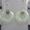 ต่างหูหยกแท้ ตัวเรือนเงินแท้ 925 STERLING SILVER EARRINGS WITH NATURAL JADE