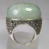 แหวนหยกแท้ล้อมมาร์คาไซต์ ตัวเรือนเงินแท้ 925 STERLING SILVER RING WITH NATURAL JADE