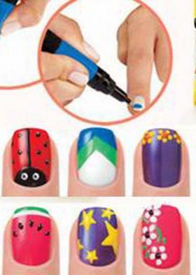 ปากกาเพ้นท์เล็บและสีทาเล็บด้วยตนเอง new art pens 2in1 hot designs 6 สี 