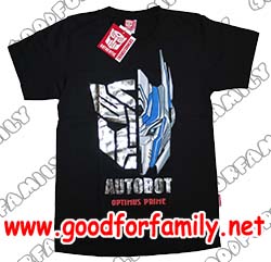 เสื้อคอกลม ผ้า Cotton Transformer สีดำ ลิขสิทธิ์แท้ autobot optimus prime ทรานส์ฟอร์เมอร์ เสื้อยืด เสื้อผ้าเด็ก รหัส rndtfm001