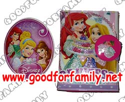 กระเป๋าสตางค์ Princess แบบ 3 พับ กระจก สีชมพู เจ้าหญิง กระเป๋าตัง กระเป๋าเด็ก รหัส bckntepri135