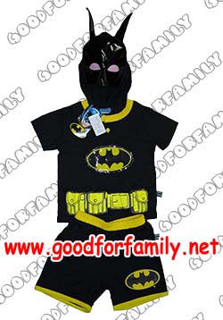 ชุดแฟนซี Batman แขนสั้น ขาสั้น มีไฟ มีฮู้ด แบทแมน สีดำ  แต่งแฟนซี การ์ตูน เสื้อผ้าเด็ก รหัส fcycarbat003