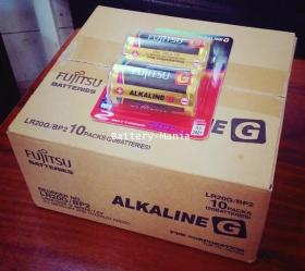 ถ่านอัลคาไลน์ Fujitsu LR20G ขนาด D 1.5V แพค 2 ก้อน made in japan 1กล่อง (10 pack)