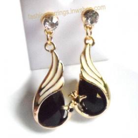 ต่างหูแฟชั่นนกยูงประดับคริสตัล