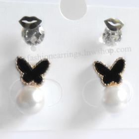 ต่างหูแฟชั่นผีเสื้อและริมฝีปากเซต 2 คู่