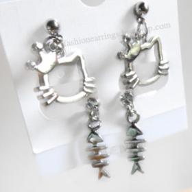 ต่างหูแฟชั่นแมวและก้างปลาเซต 2 คู่