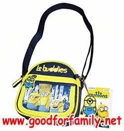 กระเป๋าสะพายข้าง Minions Le buddies 5.5 นิ้ว ทรงโค้ง สีน้ำเงิน-เหลือง มินเนี่ยน3 Sling Bag กระเป๋าเด็ก ของใช้เด็ก รหัส bckslides008