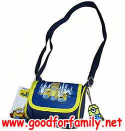 กระเป๋าสะพายข้าง Minions Le buddies 4 นิ้ว ทรงอ้วน สีน้ำเงิน-เหลือง มินเนี่ยน3 Sling Bag กระเป๋าเด็ก ของใช้เด็ก รหัส bckslides009