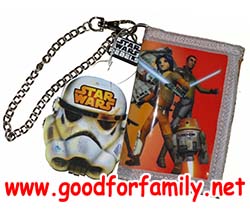 กระเป๋าสตางค์ Star Wars Lebels  สีส้ม มีโซ่ แบบ 3 ตอน สตาร์วอร์ กระเป๋าตัง กระเป๋าเด็ก กระเป๋าเงิน รหัส bckntestw001