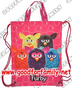 กระเป๋าเชือกรูด กระเป๋าใส่ชุดว่ายน้ำ Furby สีชมพู เฟอร์บี้ กระเป๋าใส่ของเปียก กระเป๋าเด็ก ของใช้เด็ก รหัส bckswmfur003