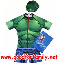 ชุดว่ายน้ำเด็ก Body Suit แขนสั้น Avenger Hulk สีเขียว พร้อมส่ง บอดี้สูท อเวนเจอร์ ฮัก หมวกว่ายน้ำ เสื้อผ้าเด็ก รหัส swmave002