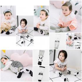 ถุงน่องเด็ก โทนขาวดำ ลายหน้าสัตว์น่ารัก