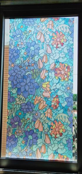 ST.สติกเกอร์ติดกระจก สูญญากาศลายดอกไม้หลายสี