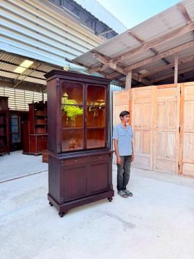 ตู้ไทยสองชั้นเทินข้างดอกเบญจมาศ กว้าง 112 สูง 220