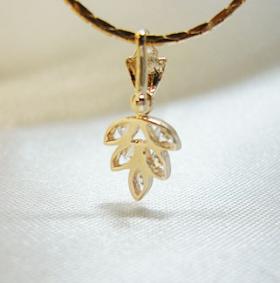 จี้นาค 22K GP ใบไม้ฝังเพชร / Lovely Rose gold gp pendant pakkavee gem
