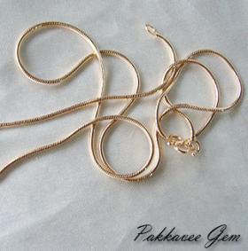 สร้อยคอนาค 22K GP ลายกระดูกงูขัดเงา / Lovely 22K GP rose gold necklace pakkavee gem