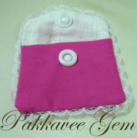 ถุงผ้าแดงกระดุมใส่เครื่องประดับ 12 ใบคละสี / jewelry bag pakkavee gem~