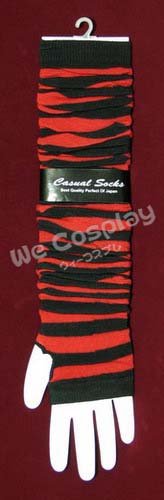 ปลอกแขนแนวพั้งค์ ลายริ้วสีดำแดง (Black & Red Stripe Punk Arm Warmer)