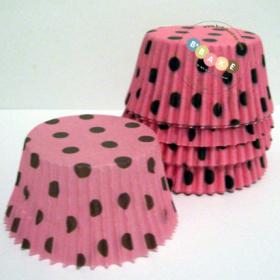 ถ้วยกระดาษ  Pink with Brown Dots Baking Cups
