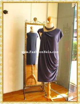 Folded Neck Short Sleeves Dress DR1267 เดรสคอปมแขนในตัว