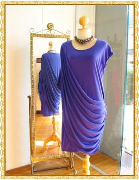 Shoulder to Waist Drape Dress DR1268 เดรสจับเดรปหน้าหลัง