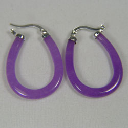 ต่างหูหยกสีลาเวนเดอร์ แท้ ตัวเรือนเงินแท้ 925 STERLING SILVER EARRINGS with LAVENDER JADE