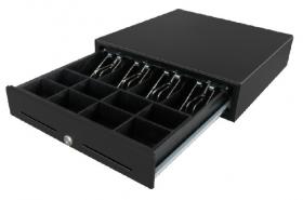 ขาย CashDrawer ลิ้นชักเก็บเงิน MK-420 4 ช่องแบค์ / 8 ช่องเหรียญ (Metal wire grips) Cash drawer, 24V, Black, Epson s SPECIFICATIONS Standard modular 6 pins RJ11 connector compatible with Epson, Star, Citizen and other receipt printers Optional USB or Seria