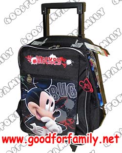 กระเป๋าล้อลาก 15 นิ้ว Mickey Mouse สีดำ มิกกี้เม้าส์ กระเป๋านักเรียน กระเป๋าล้อลาก กระเป๋าเด็ก กระเป๋าเดินทาง รหัส bcktromic129