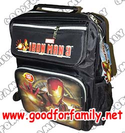 กระเป๋าเป้ 14 นิ้ว Iron Man 3 สีดำ มีไฟกะพริบ ไอรอนแมน กระเป๋าสะพายหลัง กระเป๋านักเรียน กระเป๋าเด็ก รหัส bckpckiro006