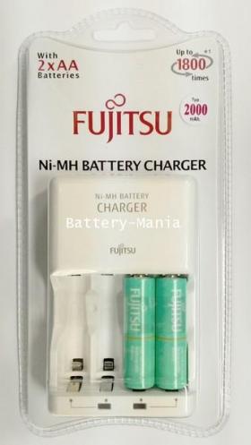 Fujitsu Basic Charger 8HR เครื่องชาร์จ 8 ชม. พร้อมสุดยอดถ่านชาร์จ AA 2 ก้อน