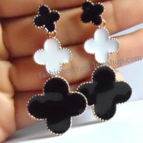 ต่างหูแฟชั่นเกาหลีทูโทนขาวดำ