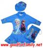 ชุดว่ายน้ำ กระโปรงระบาย frozen elsa ซิปหน้า สีฟ้า โฟรเซ่น เอลซ่า กระโปรงว่ายน้ำ ชุดว่ายน้ำเด็ก รหัส swmfro019