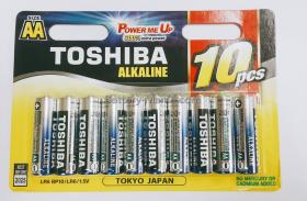 ถ่านอัลคาไลน์ AA แพ็ค 10 ก้อน Toshiba Alkaline Blueline LR6BP10