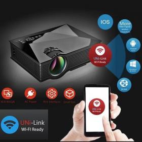 Wifi โปรเจคเตอร์ราคาถูกขนาดพกพา มีลำโพงในตัว โฮมเธียเตอร์ในบ้านคุณ ขนาดจอ 130 นิ้ว ของแท้ต้องเราเท่านั้น