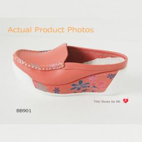 ขาย BB901 BLOVESHOES Wedged Mules Soft Comfort BB901 สีชมพู (PINK) รองเท้าแฟชั่นส้นเตารีดเพื่อสุขภาพ