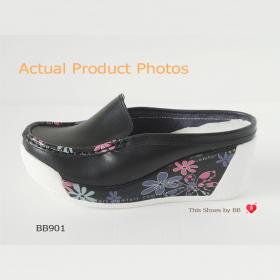 ขาย BB901 BLOVESHOES Wedged Mules Soft  Comfort BB901 สีดำ (BLACK) รองเท้าแฟชั่นส้นเตารีดเพื่อสุขภาพ