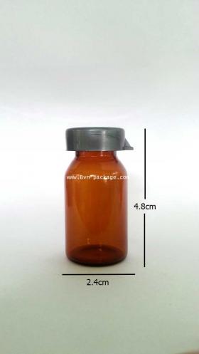 ขวดยาฉีดไหลลาด สีชา 10CC ฝาลอรีอัลสีเทา