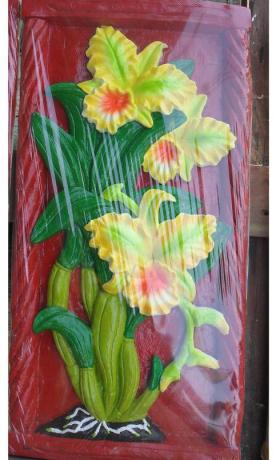 กล้วยไม้สีเหลือง 60*30  (งานหินทราย)