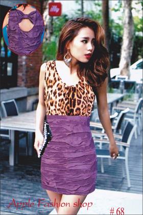 เดรสกระโปรงสาวเปรี้ยวลายเสือดาว