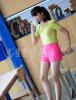 GG5_001_01 เสื้อไหล่ยกสีเหลือง-เขียวเลมอนผ้าสแปนเด็กซ์ดึ๋งๆ